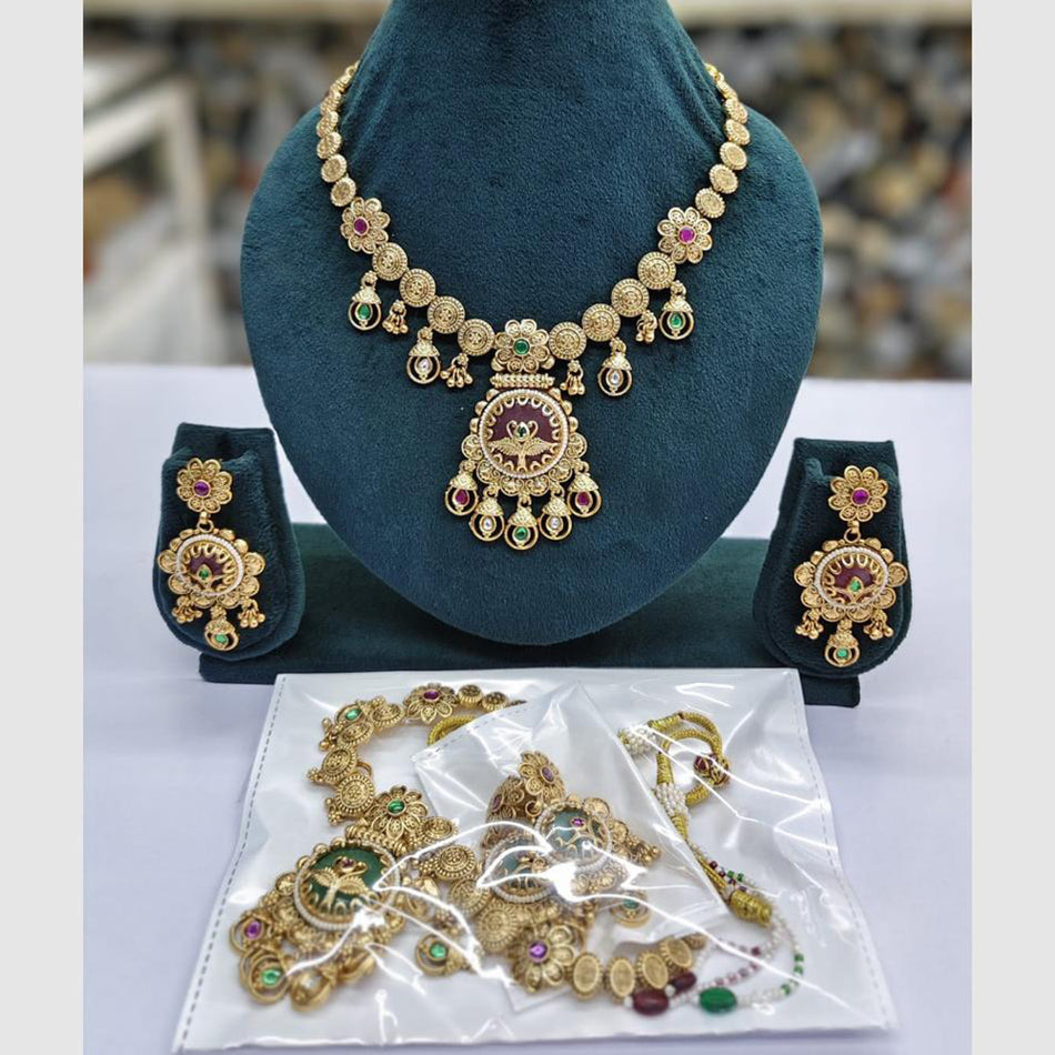 Designer Pota Necklace in Gold Plated   Pearl | Bridal Jewellery India