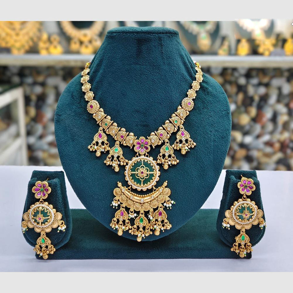 Designer Pota Pearl Necklace in Gold Tone | Bridal Jewellery India