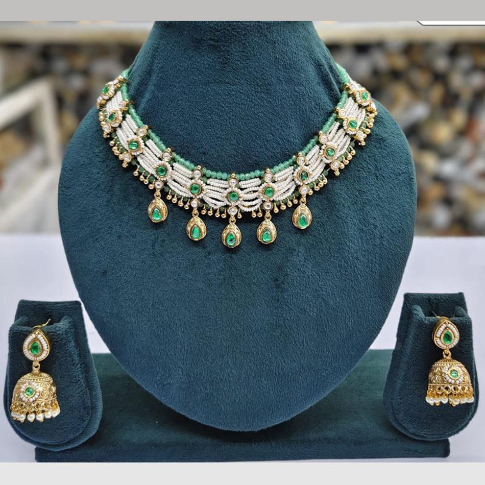 Designer Pota Necklace in Rose Gold Plated | Bridal Jewellery India