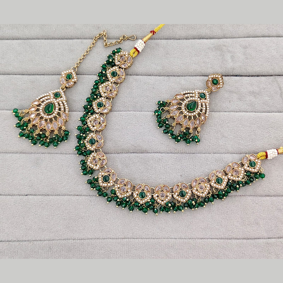 Crystal Pearl Necklace Set in Gold Plated | Bridal Jewellery India