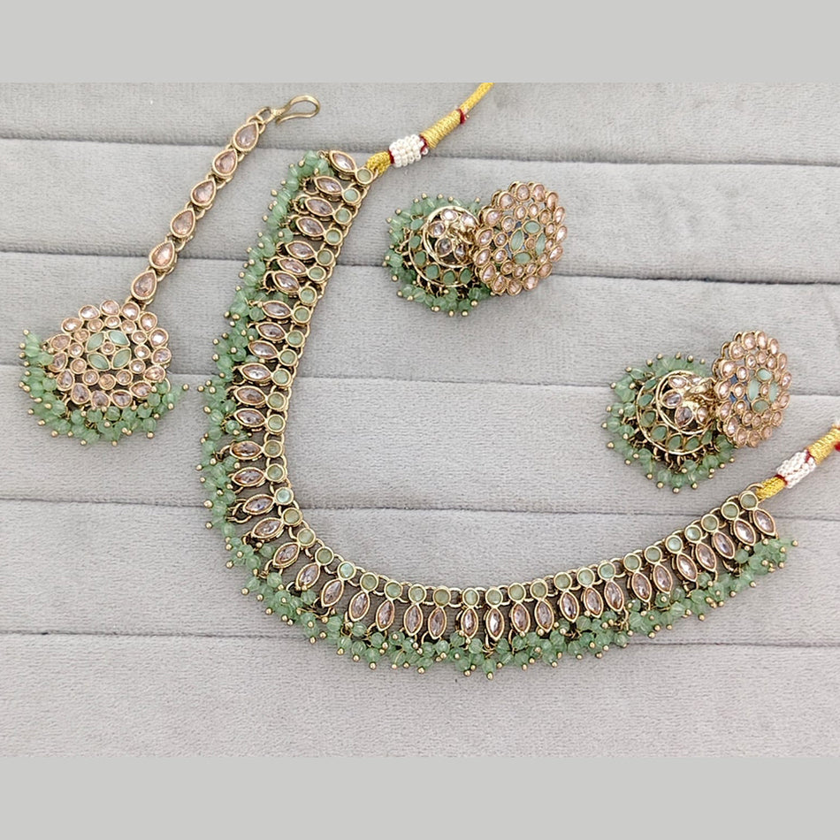 Grand Crystal Pearl Necklace in Gold Plated Silver | Bridal Jewellery India