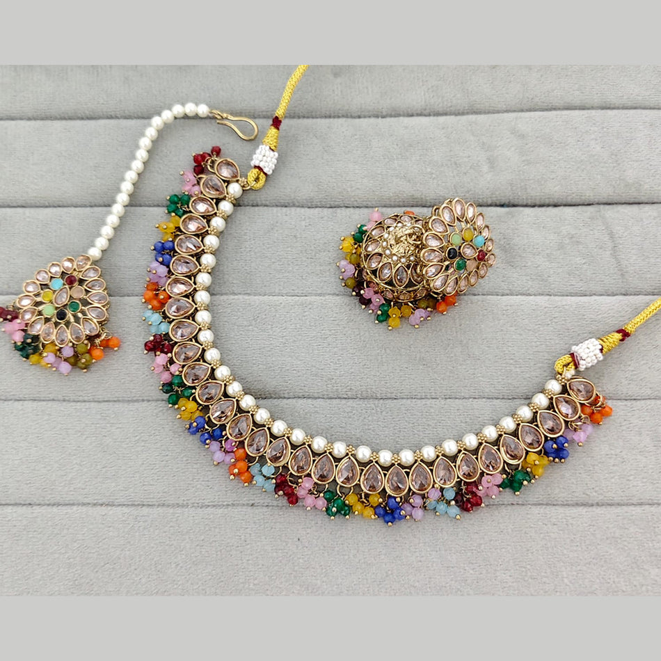 Crystal Stone Pearl Necklace for Festive Wear | Bridal Jewellery India