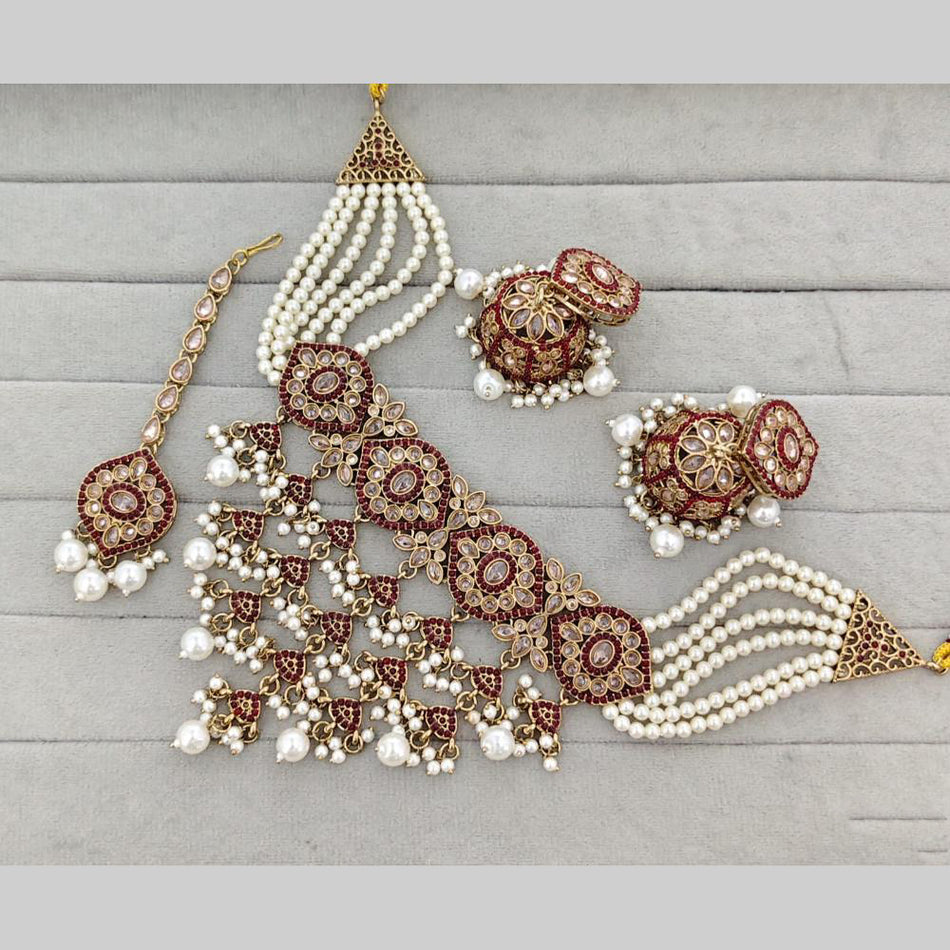 Crystal Stone Choker in Rose Gold Plated for Bride | Bridal Jewellery India