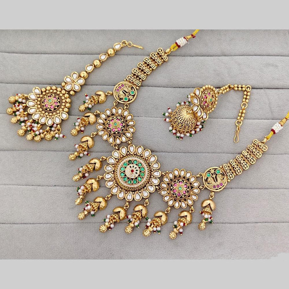 Meenakari Pearl Necklace in Gold Plated | Bridal Jewellery India