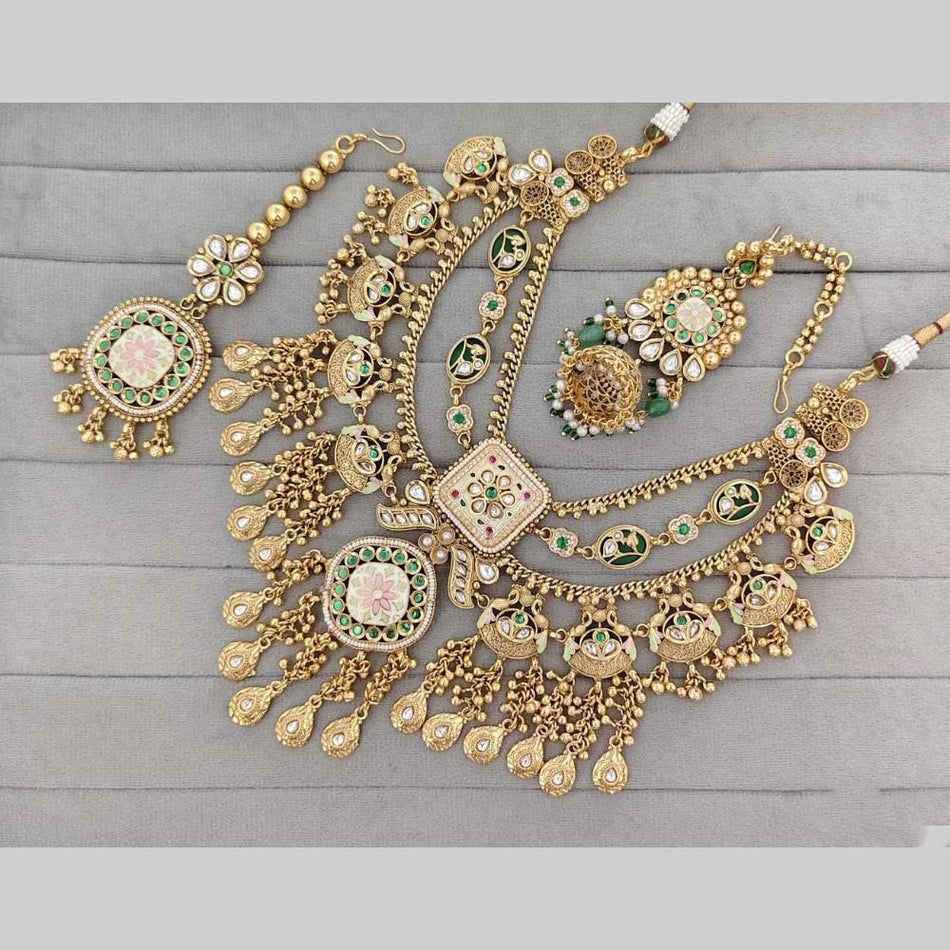 Meenakari Statement Necklace in Gold Plated Alloy | Bridal Jewellery India
