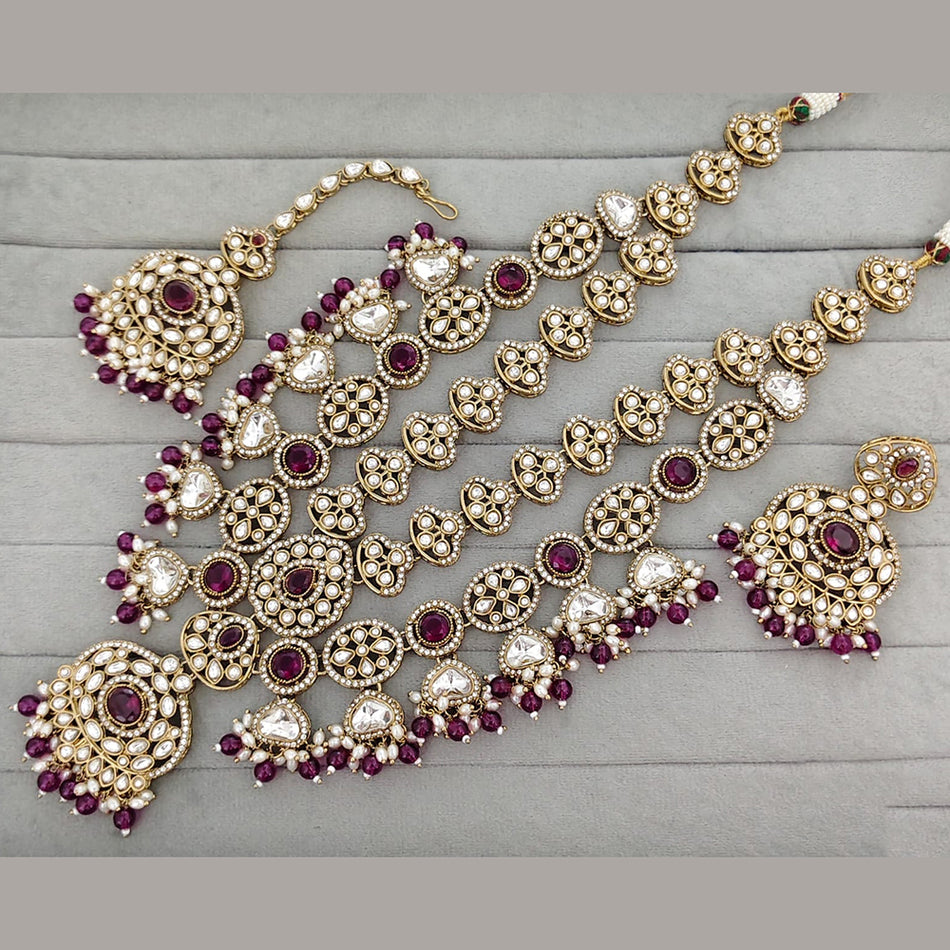 Pota Stone Pearl Necklace in Gold Tone | Bridal Jewellery India