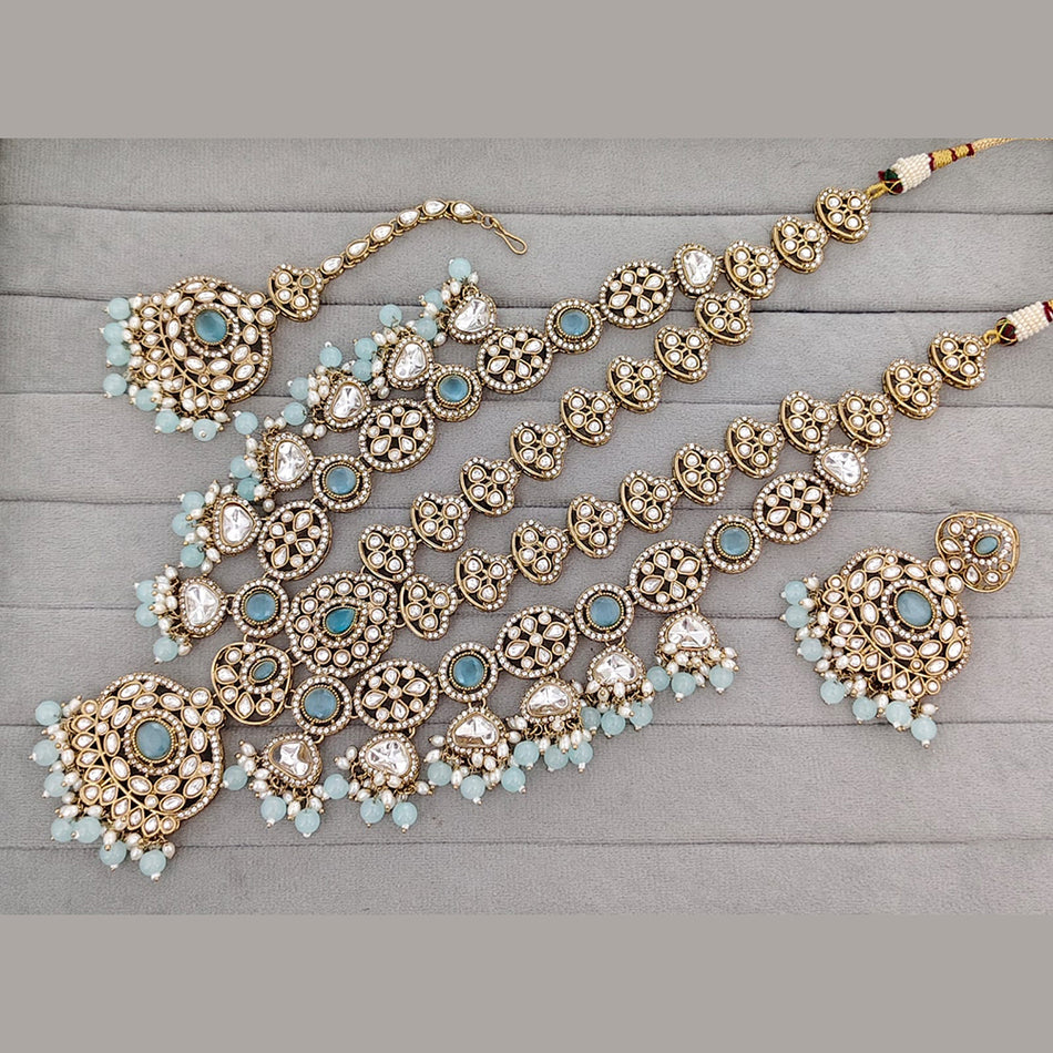 Pota Stone Pearl Necklace in Gold Tone | Bridal Jewellery India