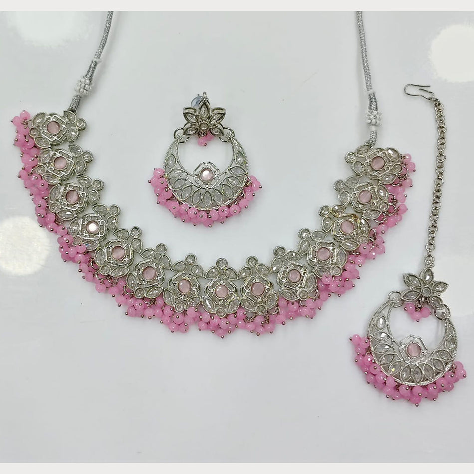 Crystal Pearl Necklace Set in Gold Tone | Bridal Jewellery India