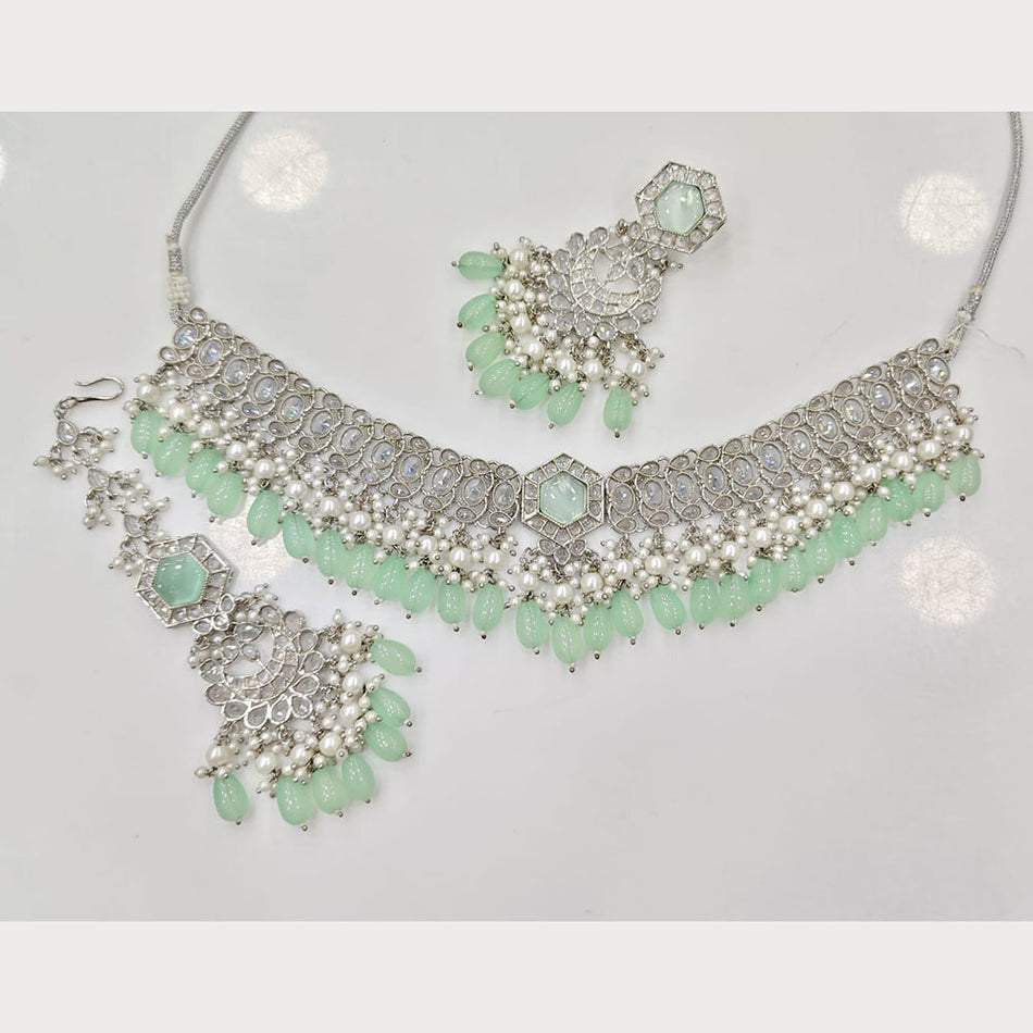 Crystal Stone Choker in Rose Gold Plated | Bridal Jewellery India