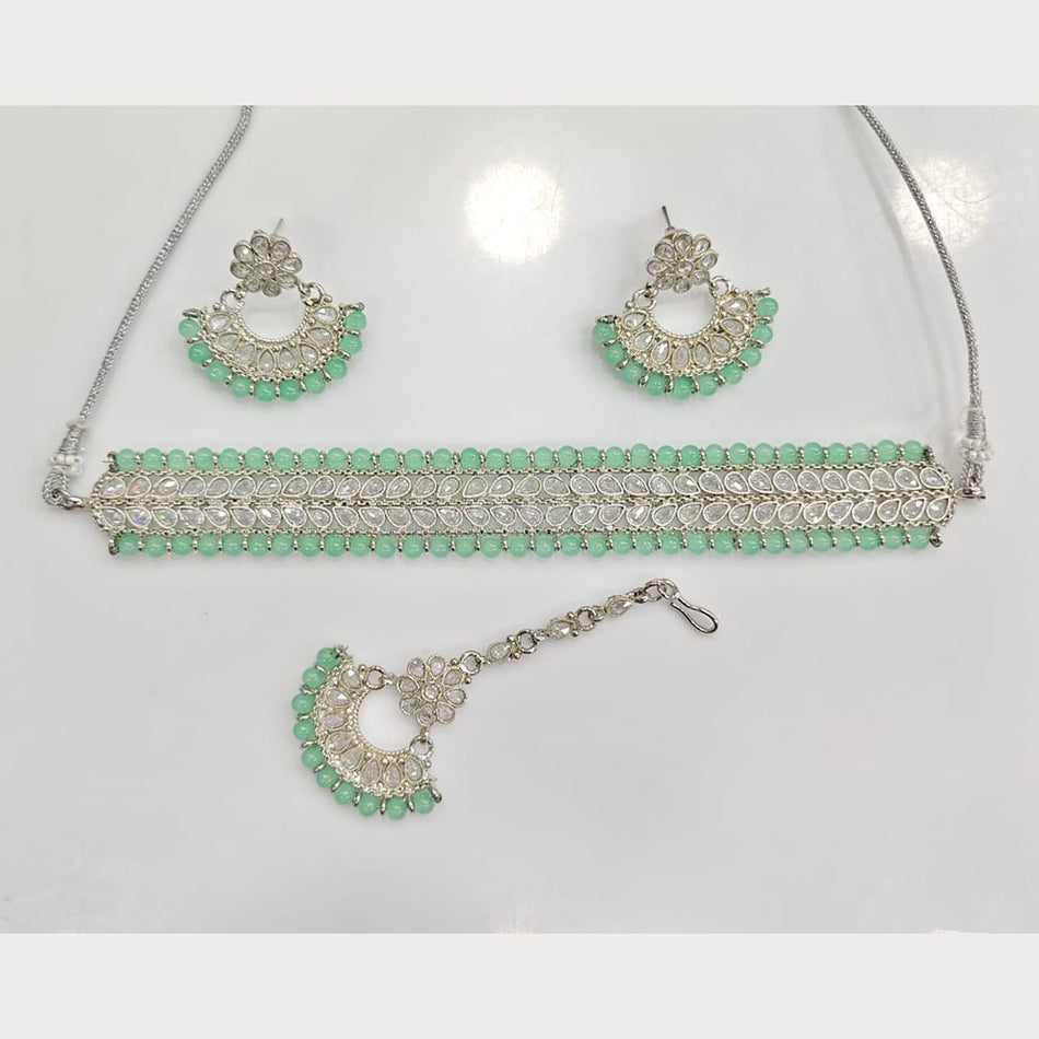 Crystal Stone Choker Necklace in Gold Plated | Bridal Jewellery India