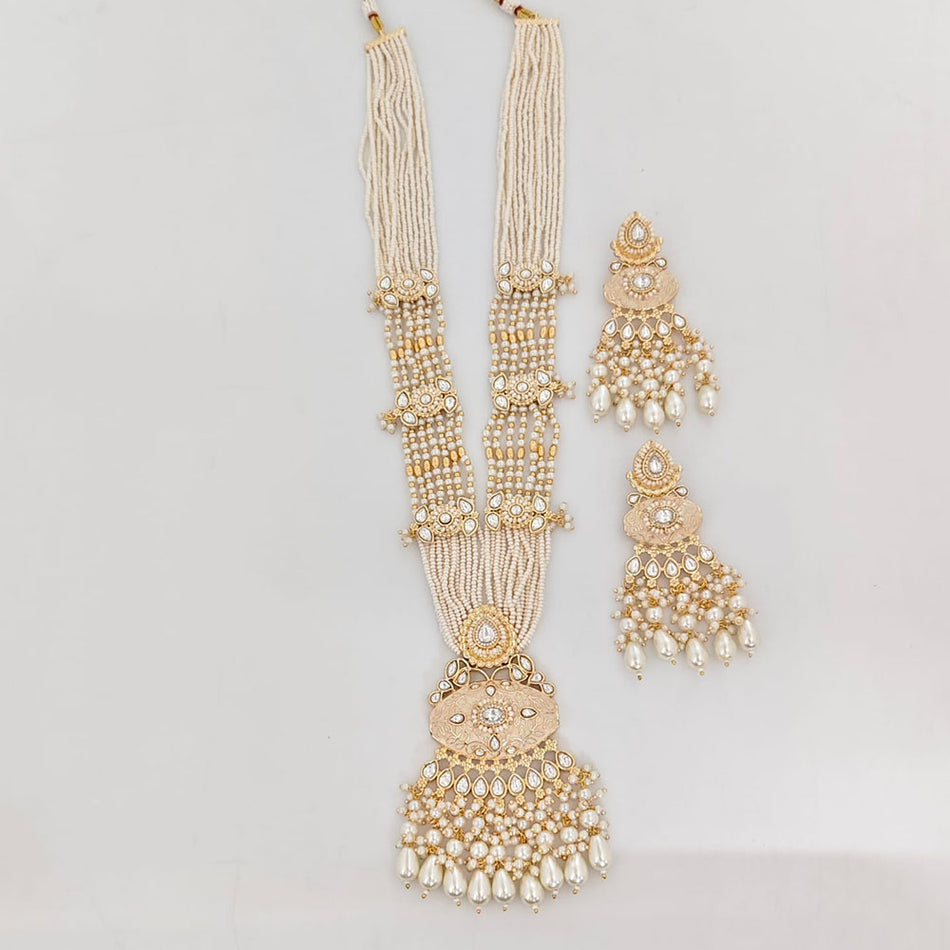 Meenakari Long Necklace in Gold Plated | Bridal Jewellery India