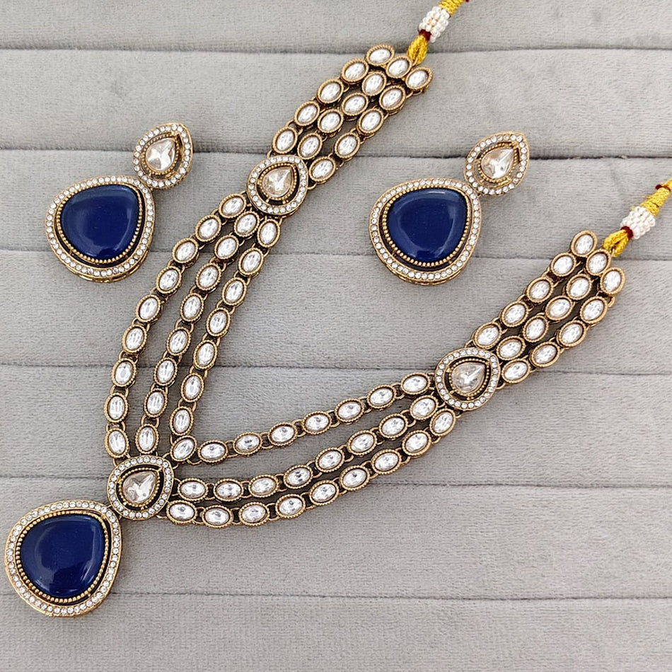 Heritage Pota Stone Necklace in Gold Tone | Bridal Jewellery India