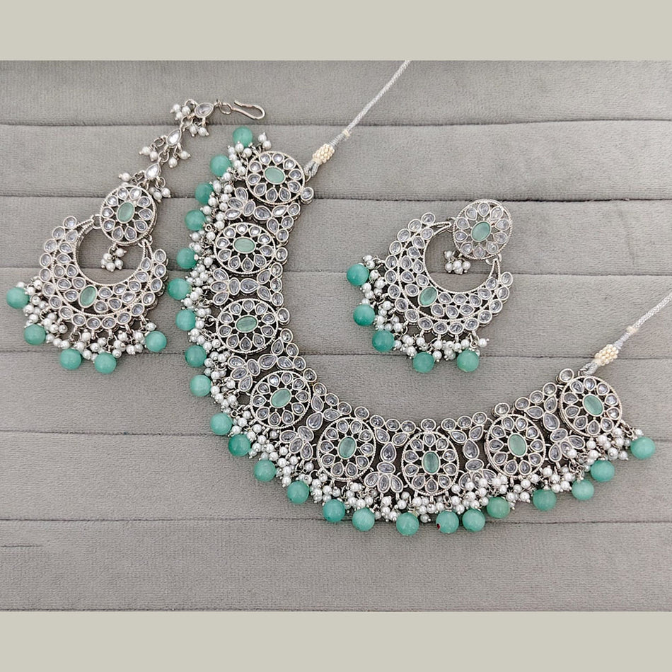 Crystal Pearl Necklace Set in Gold Tone | Bridal Jewellery India