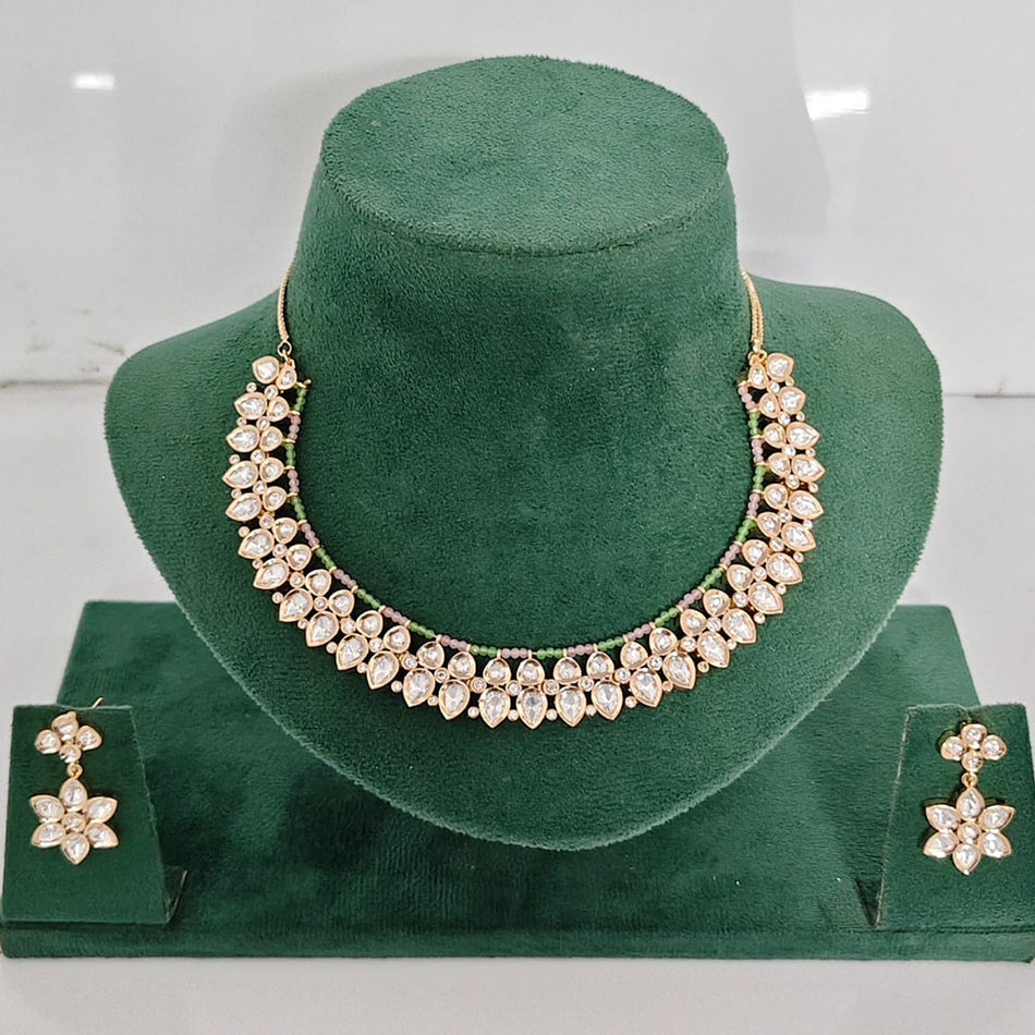 Kundan Choker Necklace in Gold Plated with Polki Stones | Bridal Jewellery India