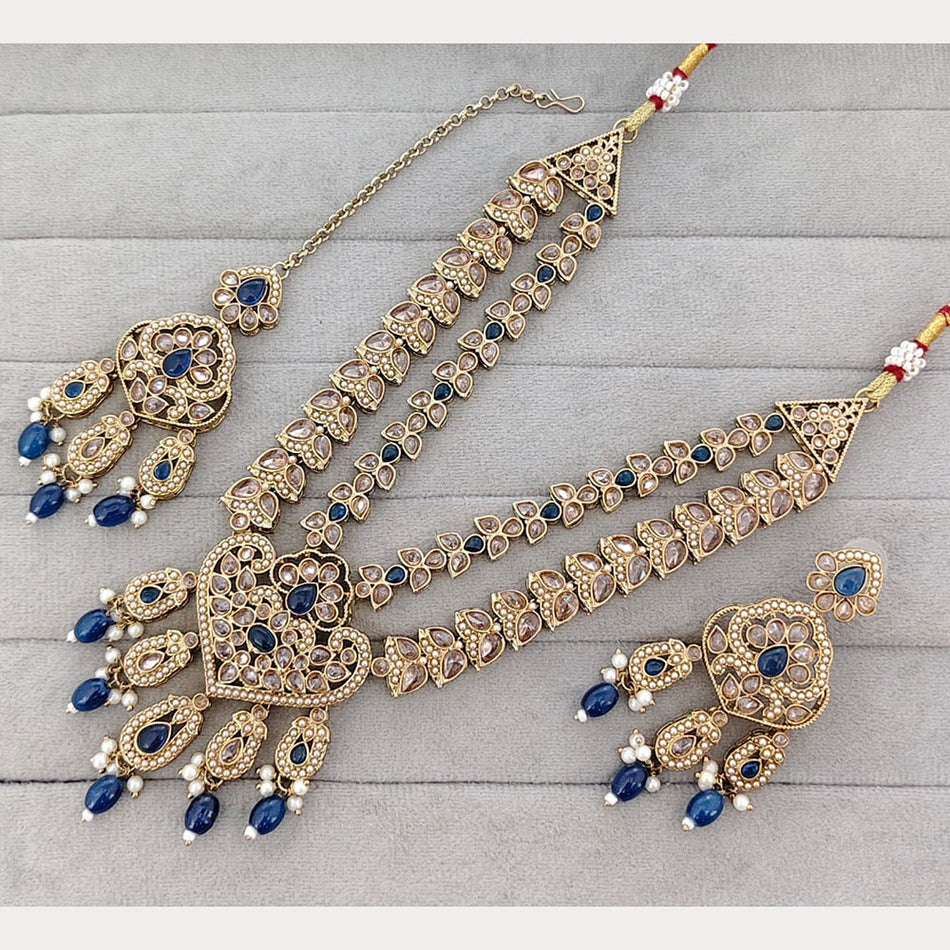 Glam Crystal Stone Beads with Pearl Necklaces in Silver | Bridal Jewellery India