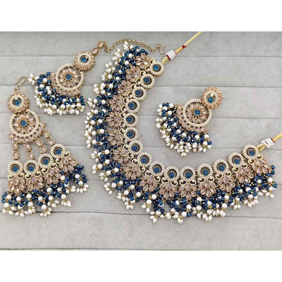 Rose Gold Plated Kundan Necklace for Bridal | Bridal Jewellery India