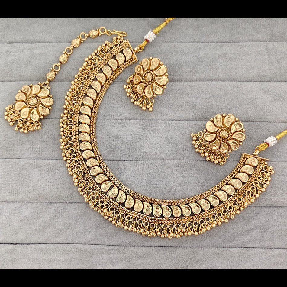Pearl Necklace Set in Gold Plated with Earrings | Bridal Jewellery India