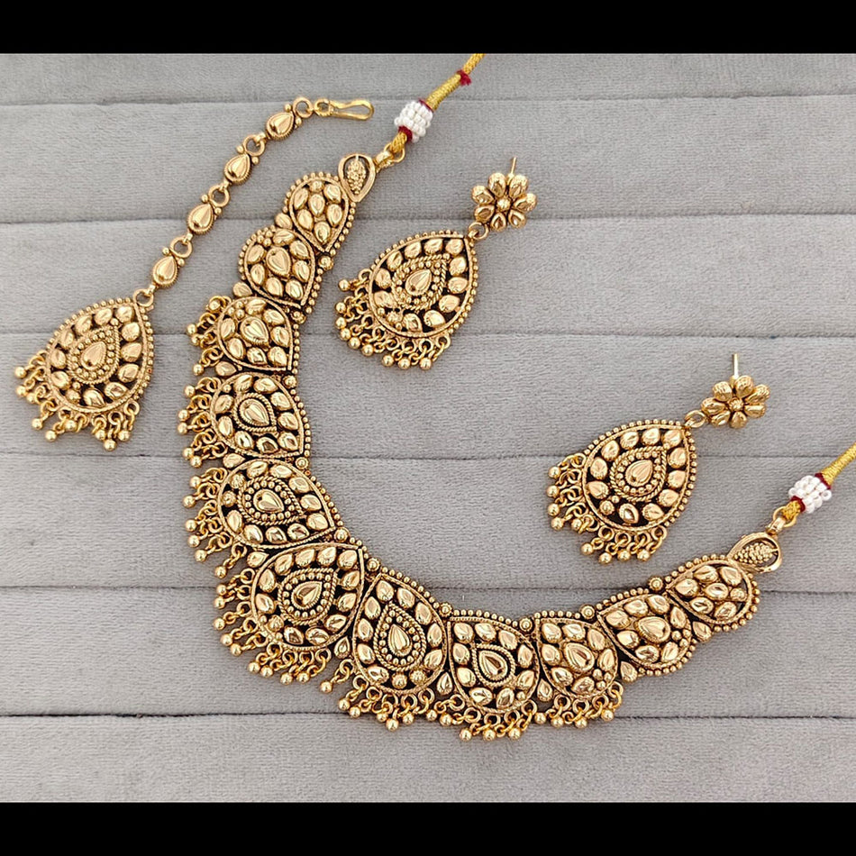 Pearl Necklace Set in White Gold Plated | Bridal Jewellery India
