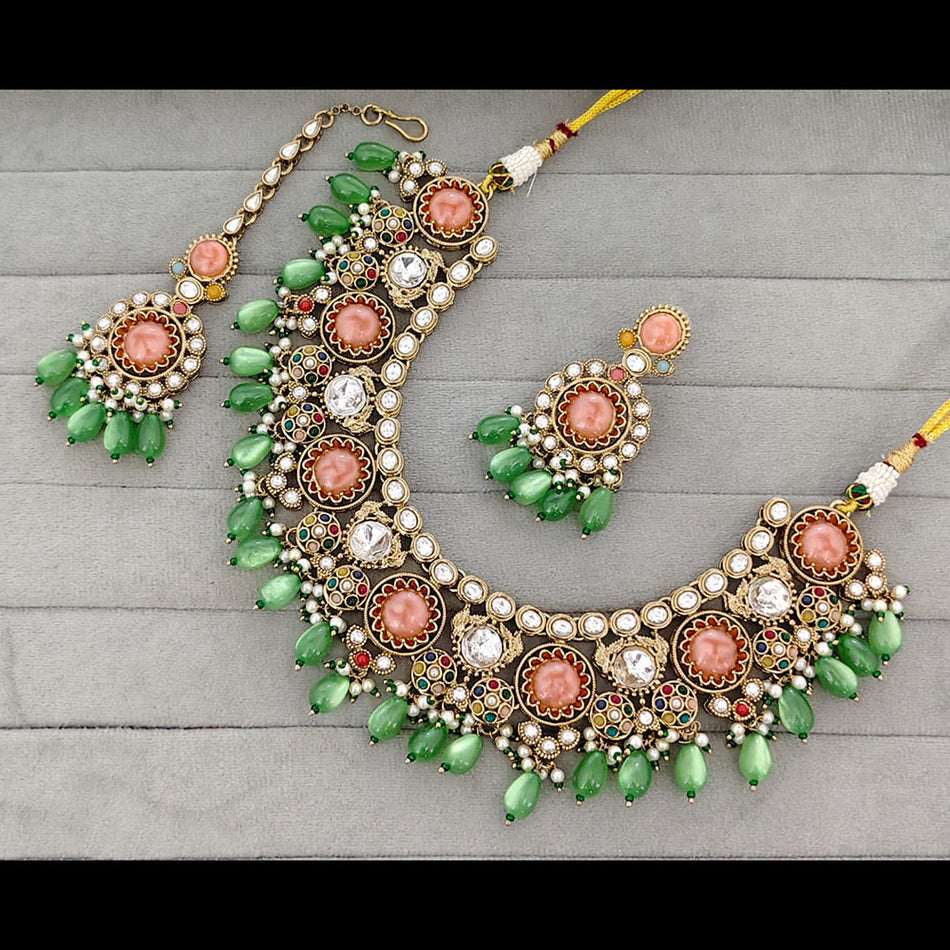 Graceful Pota Pearl Necklace Set in Gold Plated | Bridal Jewellery India
