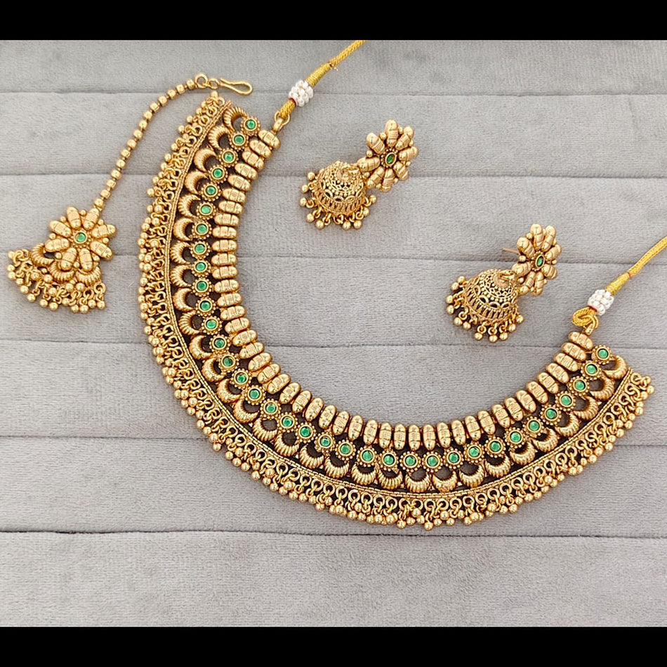 Graceful Pota Pearl Necklace in Gold Plated with Stones | Bridal Jewellery India