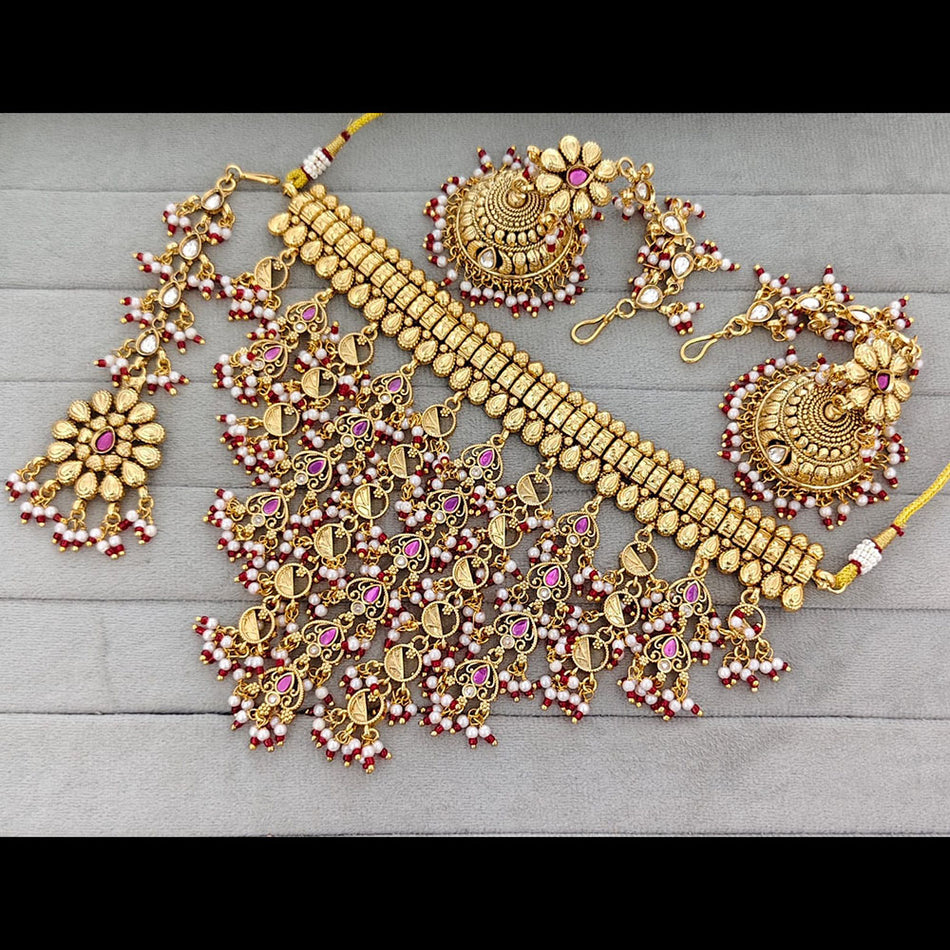 Graceful Pota Pearl Choker in Gold Plated | Bridal Jewellery India