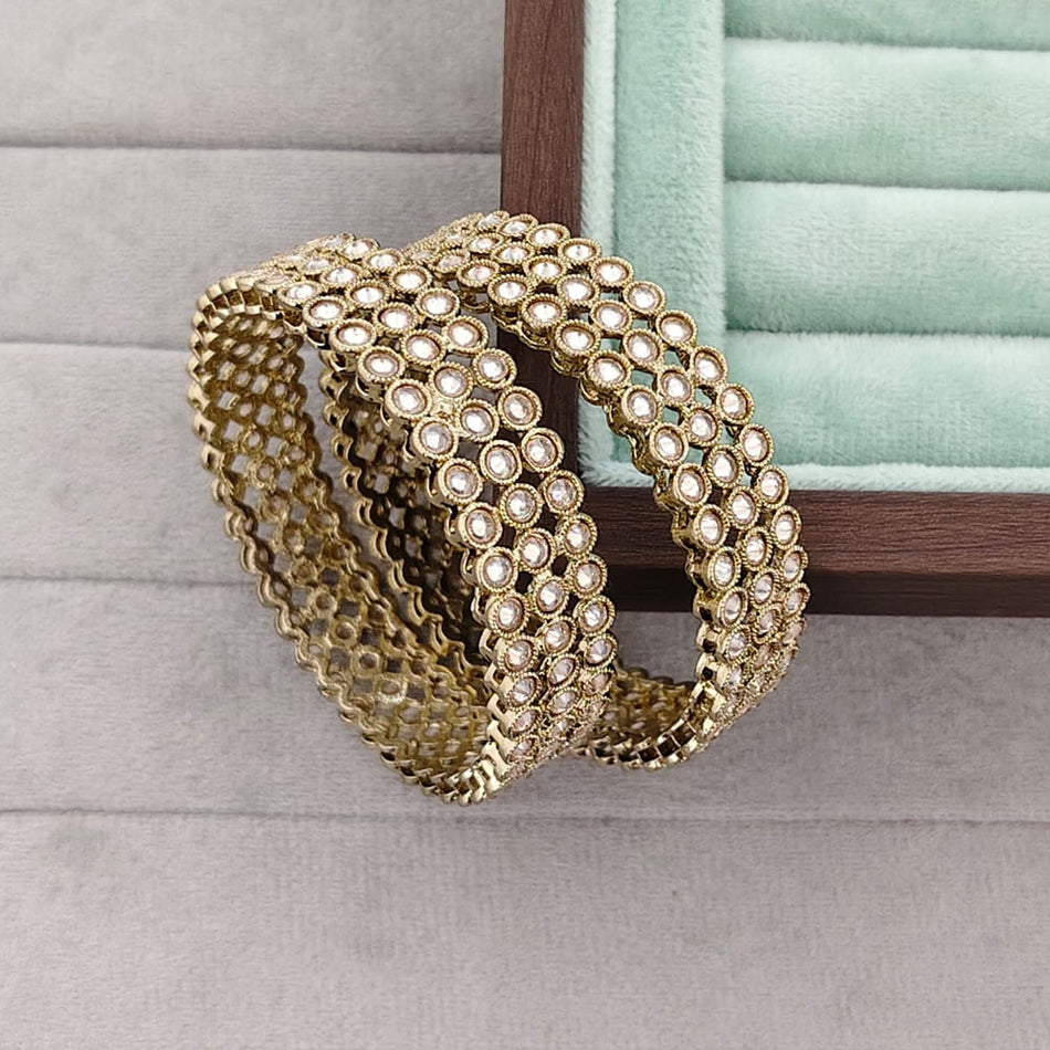 Heritage Pota Stone Bangles in Oxidised Silver | Bridal Jewellery India