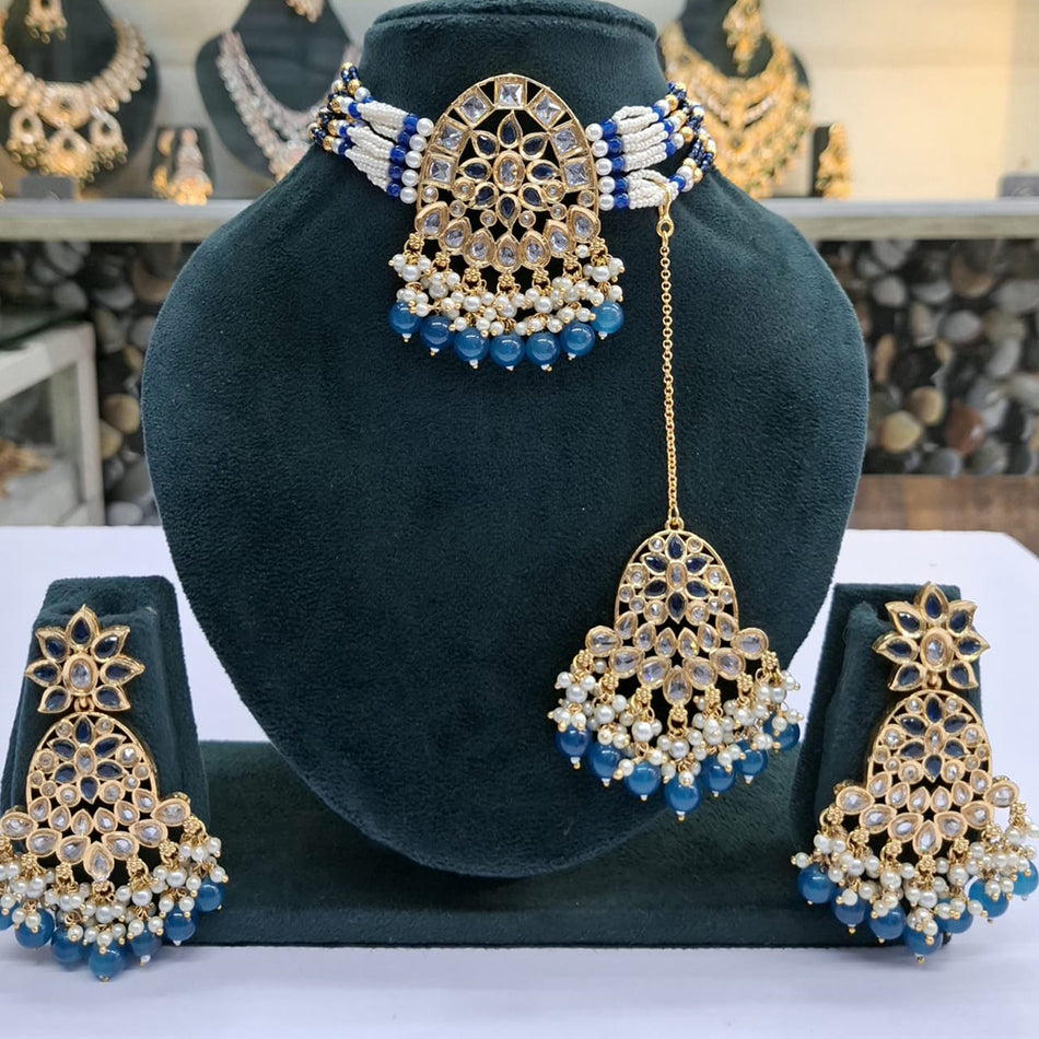 Rose Gold Plated Kundan Choker Necklace for Bridal Wear | Bridal Jewellery India