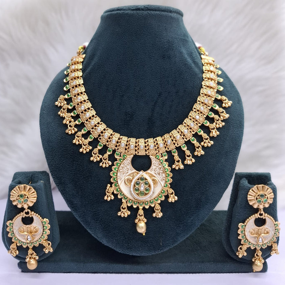 Heritage Meenakari Necklace in Gold Plated | Bridal Jewellery India