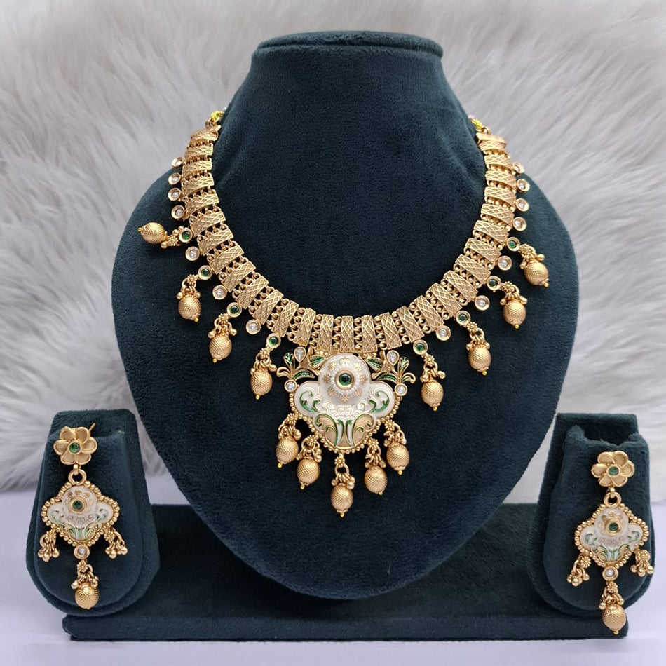 Heritage Pota Necklace in Gold Plated | Bridal Jewellery India