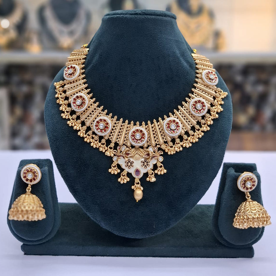 Heritage Pota Pearl Necklace in Gold Tone | Bridal Jewellery India