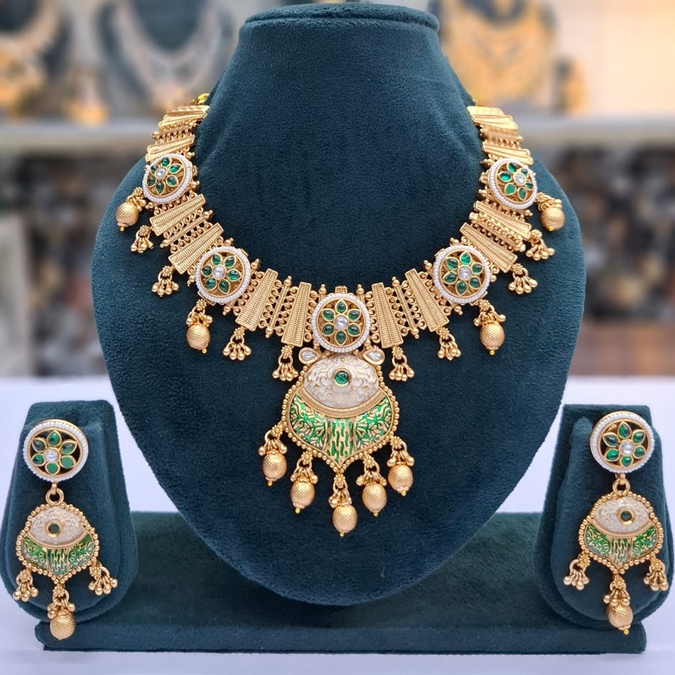 Heritage Meenakari Necklace in Gold Plated | Bridal Jewellery India