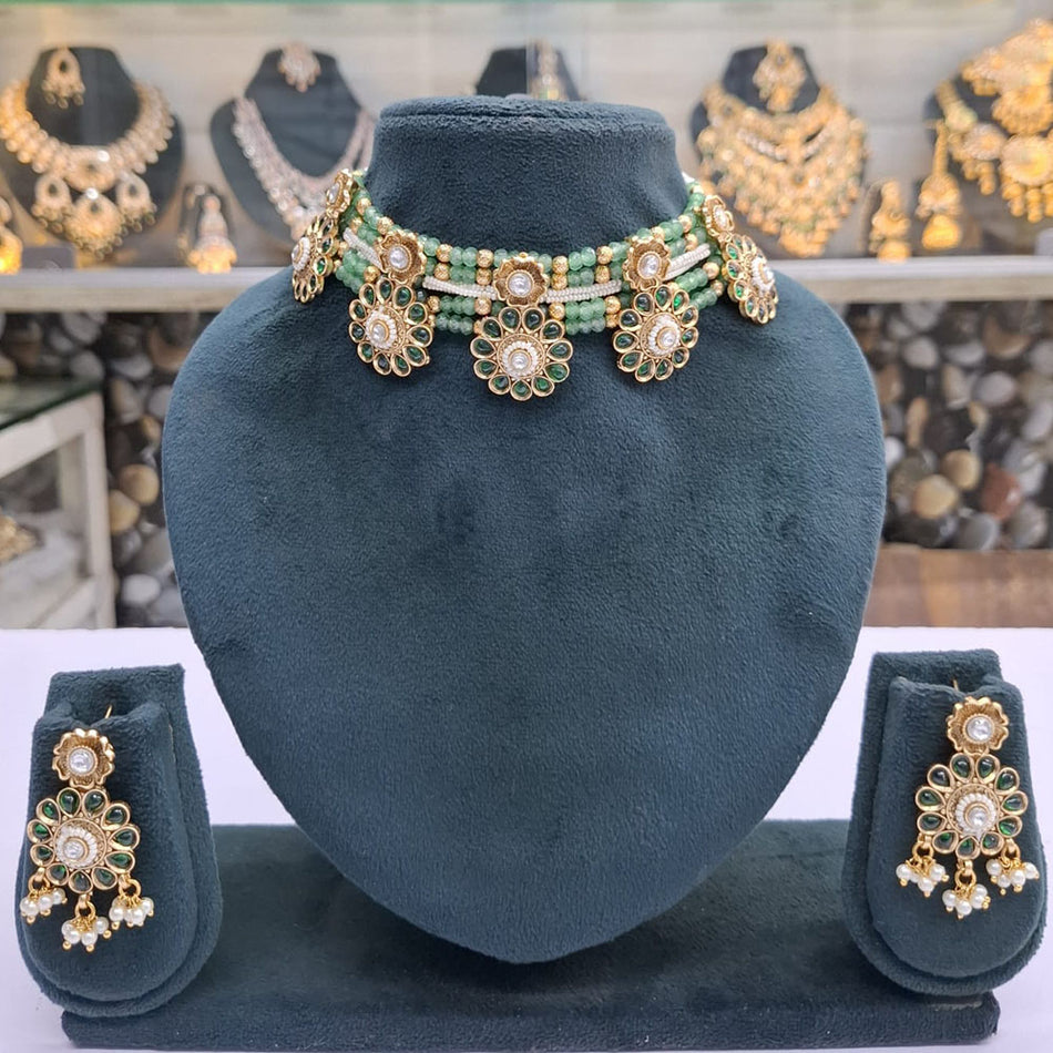 Pota Stone Choker in Rose Gold Plated | Bridal Jewellery India