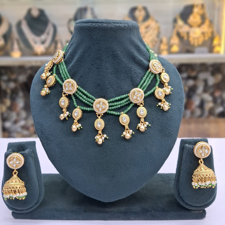 Pota Stone Necklace in Gold Tone for Occasion Wear | Bridal Jewellery India