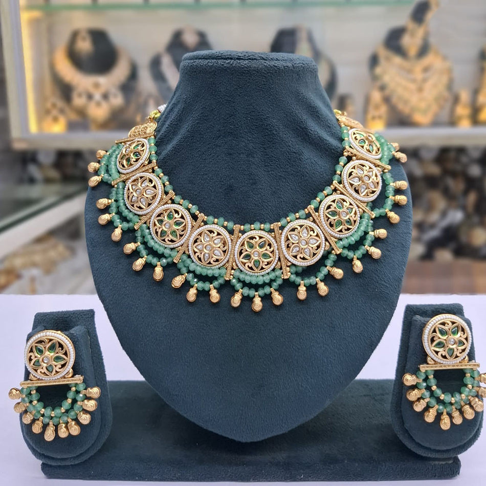 Pota Stone Necklace in Gold Tone | Bridal Jewellery India