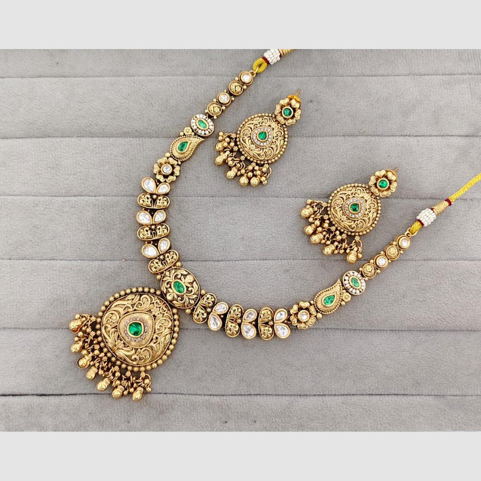 Rose Gold Plated Kundan Necklace for Bridal | Bridal Jewellery India
