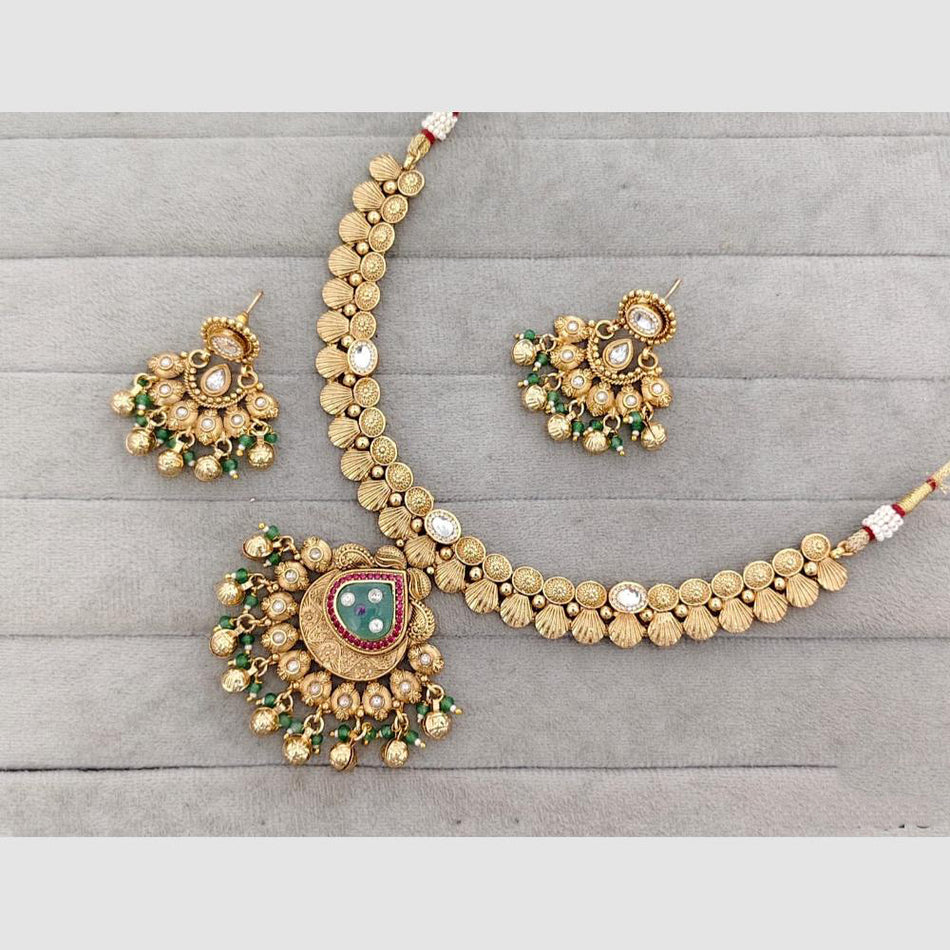 Glam Pota Stone Necklace in Gold Tone | Bridal Jewellery India
