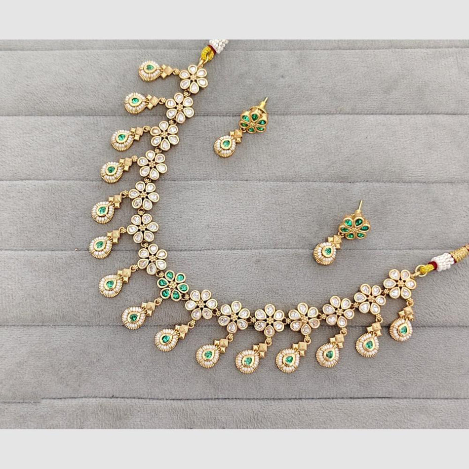 Crystal Stone Necklace in Gold Plated for Occasion Wear | Bridal Jewellery India