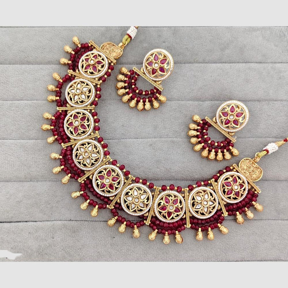 Glam Crystal Stone Beads with Pearl Necklace | Bridal Jewellery India