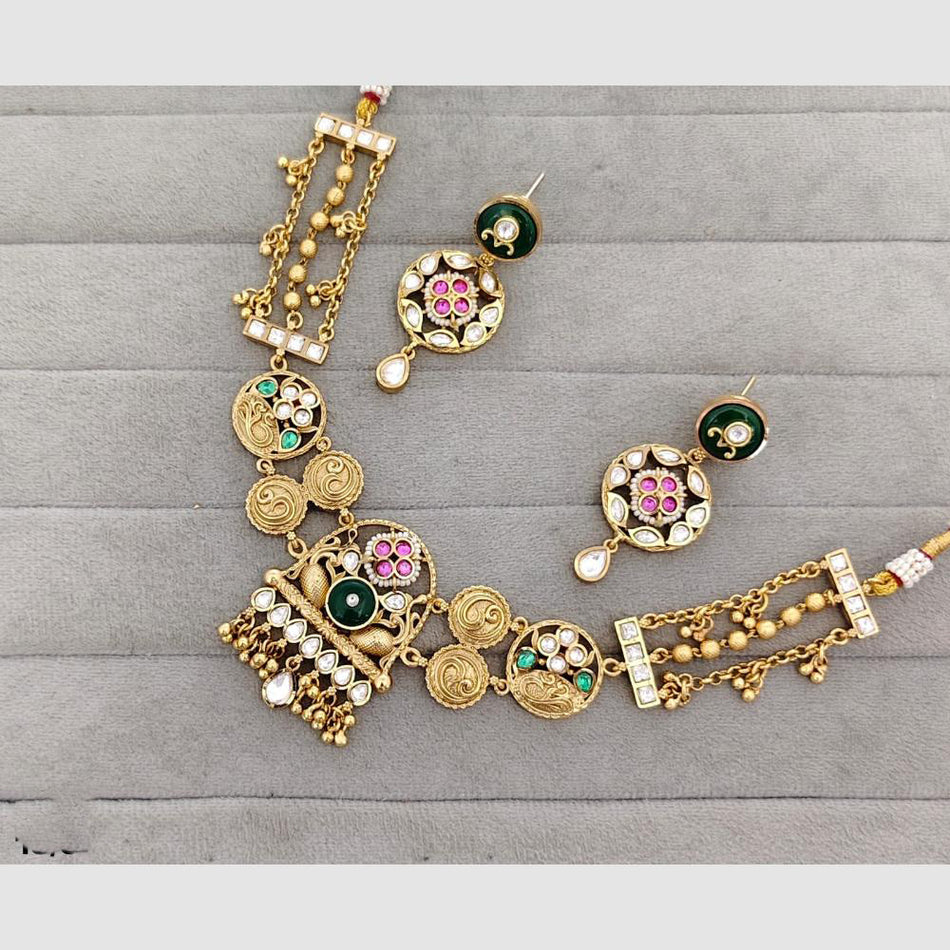 Glam Pota Stone Necklace in Gold Plated | Bridal Jewellery India