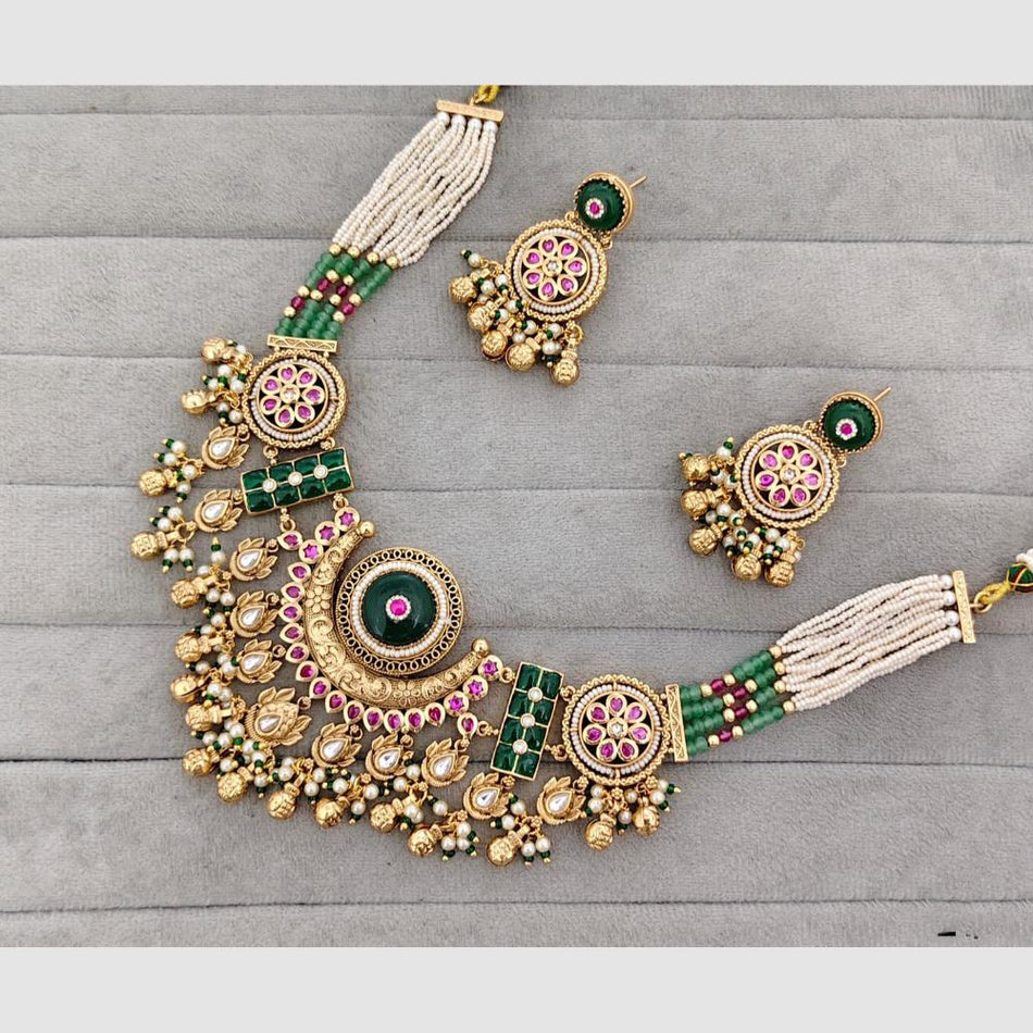 Glam Pota Stone Necklace in Gold Tone | Bridal Jewellery India