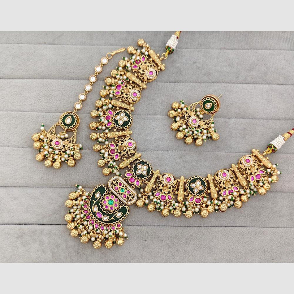 Glam Pota Stone Beads in Oxidised Silver
Designer Necklace | Bridal Jewellery India