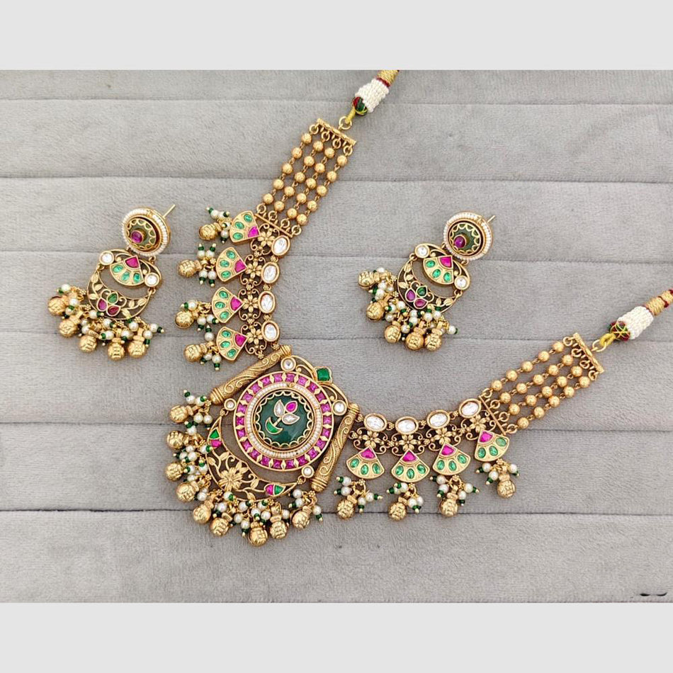 Pearl Beaded Necklace in Gold Tone | Bridal Jewellery India