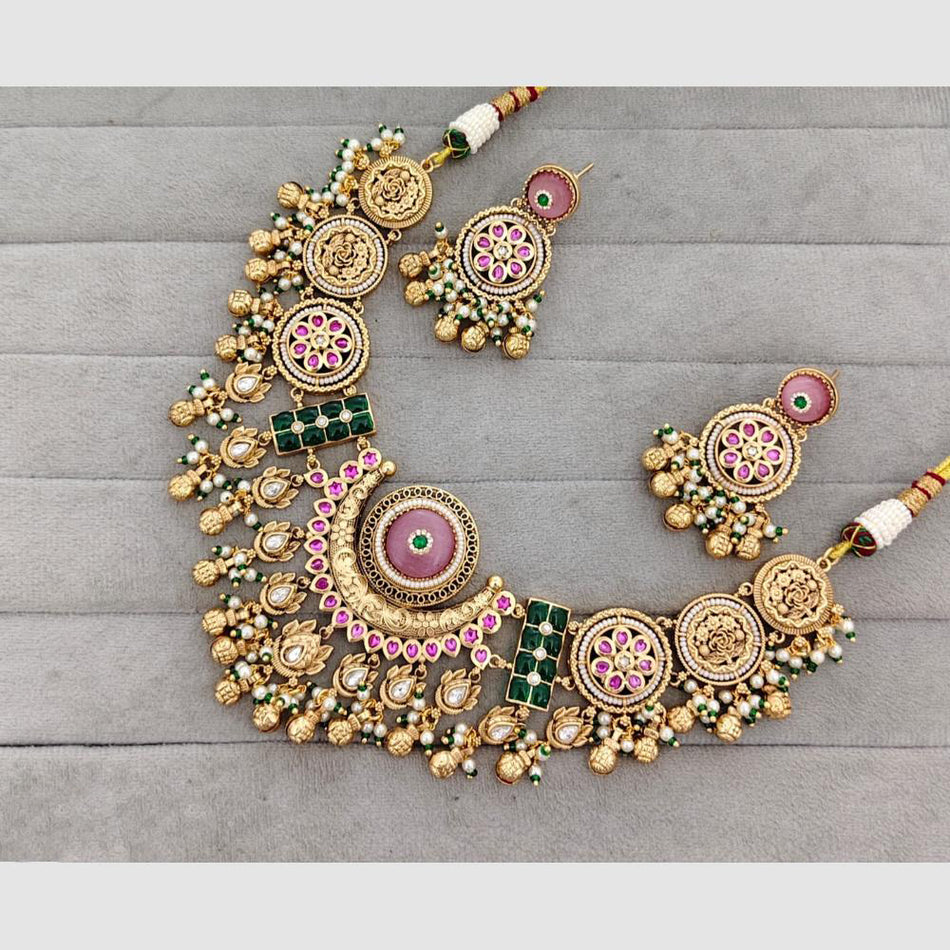 Glam Pota Stone Beads   Pearl Necklace in Silver | Bridal Jewellery India