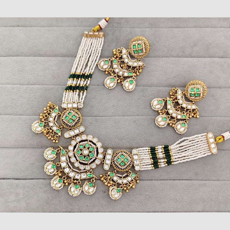 Glam Pota Stone Necklace in Gold Tone | Bridal Jewellery India