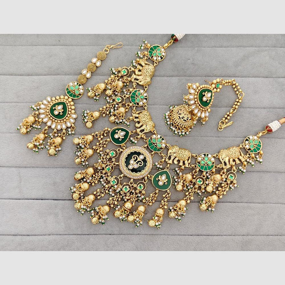 Elephant Design Necklace in Gold Tone | Bridal Jewellery India