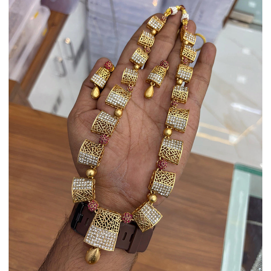 Royal Austrian Stone Necklace in Gold Plated | Bridal Jewellery India