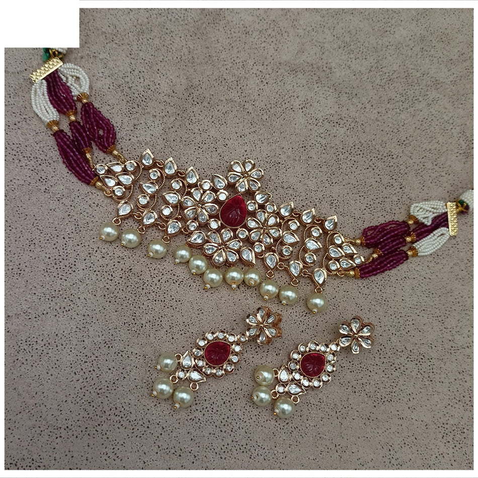 Kundan Choker Necklace in Gold Plated | Bridal Jewellery India