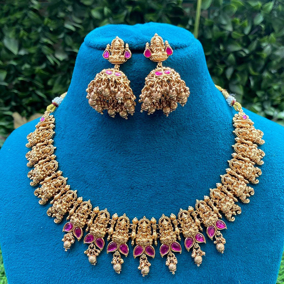 Kundan Necklace in Rose Gold Plated | Bridal Jewellery India