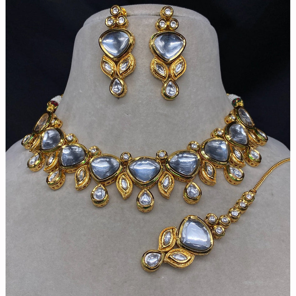 Kundan Choker Necklace in Sterling Silver | Bridal Jewellery India