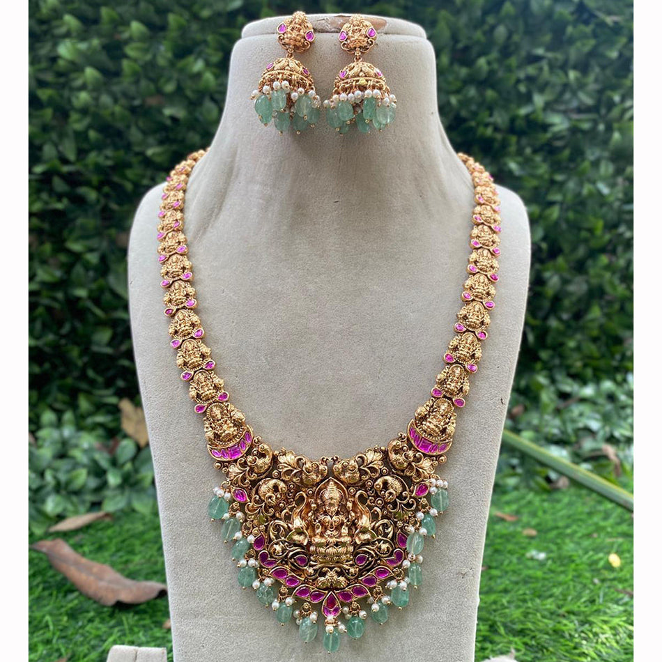 Kundan Necklace in Gold Plated with Pota Stones | Bridal Jewellery India